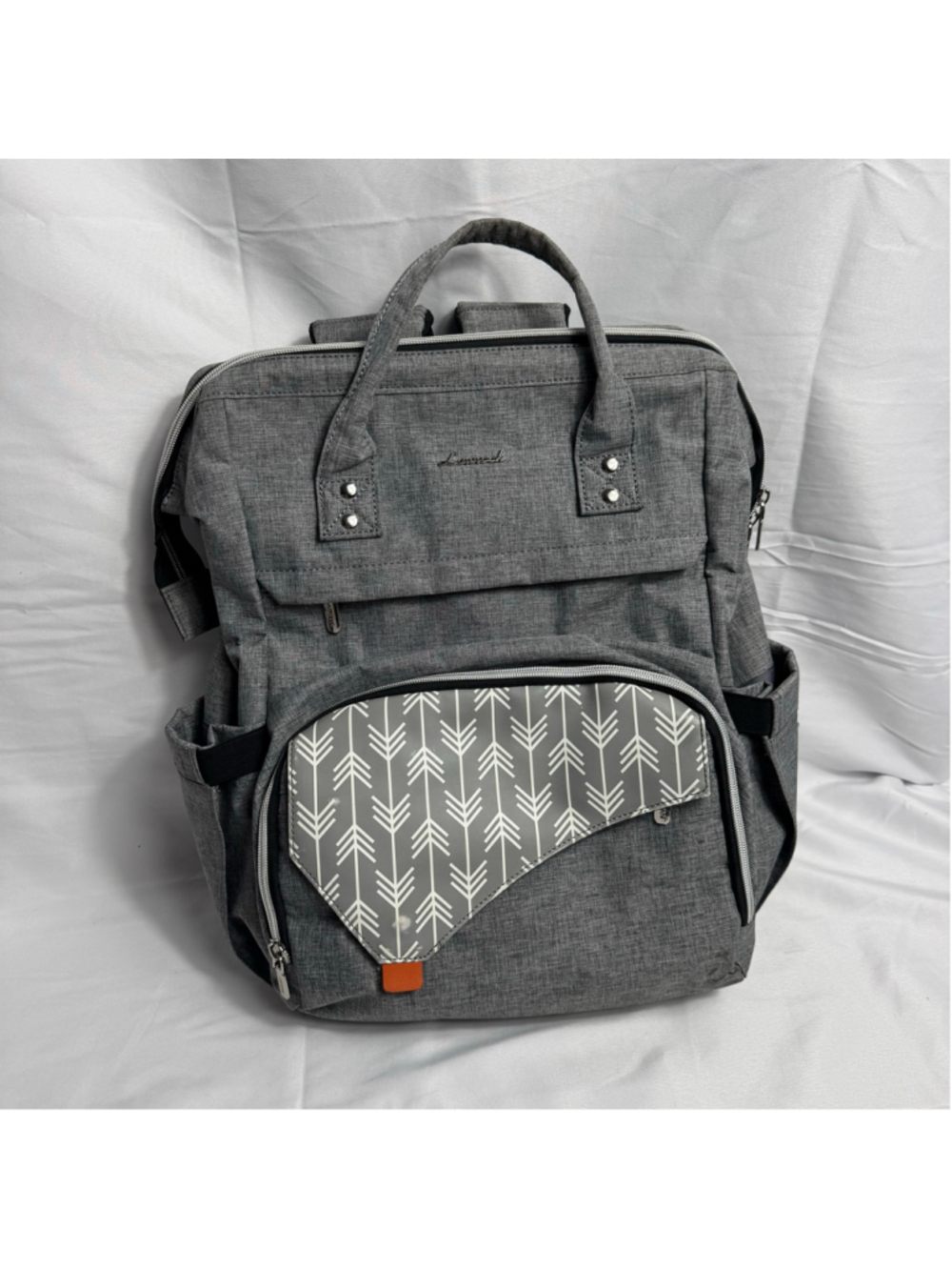 Women's Lovevook Grey and White Arrow Print Baby Bag Backpack One Size